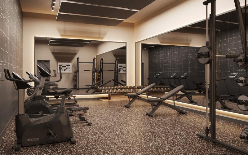 a gym with exercise equipment