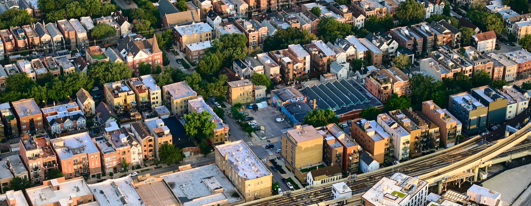 an aerial of a city 