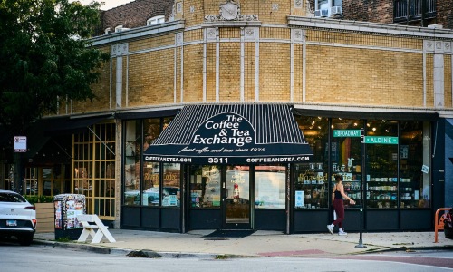 a coffee shop on a corner